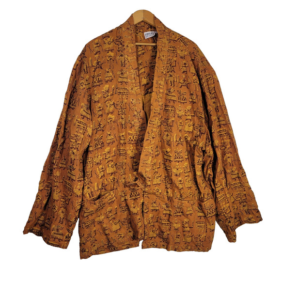 Vtg Chicos Shawl Cardigan Womens Medium Kimono Lagenlook Cottagecore Art To Wear - Picture 1 of 12